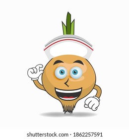 The Garlic mascot character becomes a nurse. vector illustration