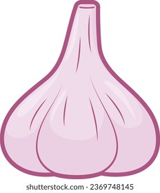 Garlic on isolated background, outline with color fill style vector illustration