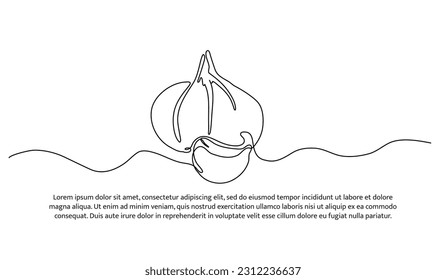 Garlic one continuous line design. Vegetable symbol concept. Decorative elements drawn on a white background.