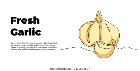 Garlic one continuous line design. Vegetable symbol concept. Decorative elements drawn on a white background.