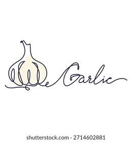 Knoblauch eine Linie Zeichnung. Knoblauch einzeilige Illustration. Knoblauch minimalistische Linie Kunst. Knoblauch Vektorkunst
