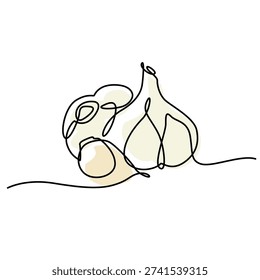 Garlic one line drawing. Garlic single line illustration. Garlic minimalist line art. Garlic vector art