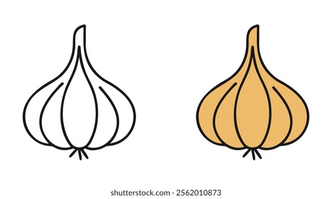 Garlic outline icon silhouette. flat vector illustration