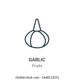 Garlic outline vector icon. Thin line black garlic icon, flat vector simple element illustration from editable fruits concept isolated stroke on white background