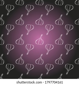 garlic pattern. outline drawing. gradient background