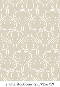 Garlic pattern seamless. Vegetable background. Vegetables texture