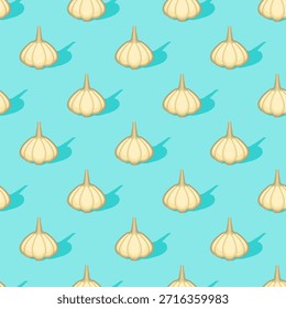 Padrão de alho sem emenda. Fundo vegetal. Textura de legumes