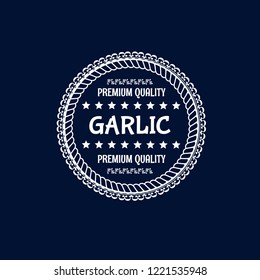 garlic premium quality emblem, label, badge. premium quality package label. vintage stamp. designed for butcher shop