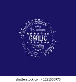 garlic premium quality emblem, label, badge. premium quality package label. vintage stamp. designed for butcher shop