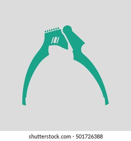 Garlic press icon. Gray background with green. Vector illustration.