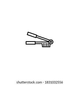 Garlic press icon. Kitchen and utensil icon. Simple, flat, black, outline.