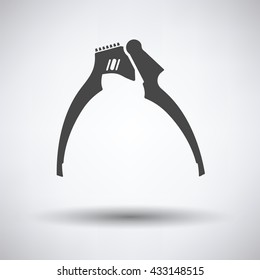 Garlic press icon on gray background with round shadow. Vector illustration.