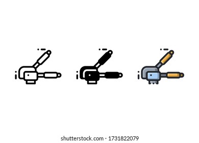 Garlic press icon. With outline, glyph, and filled outline style