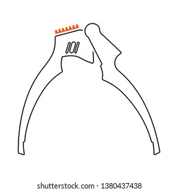 Symbol für die Knoblauchpresse. Einfach in Orange Fill Design. Vektorgrafik.