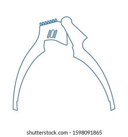 Icono de prensa de ajo. Línea Delgada Con Diseño De Relleno Azul. Ilustración vectorial.