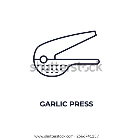 garlic press outline icon. Linear vector from kitchen concept. Thin line garlic press icon isolated on white background