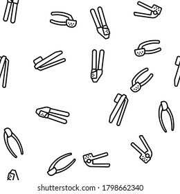 Garlic Press Utensil Vector Seamless Pattern Thin Line Illustration
