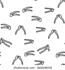 Knoblauchpresse Utensil Vektor Nahtlose Muster Thin Line Illustration