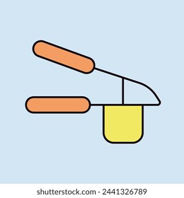 Garlic press vector color icon. Kitchen appliance. Graph symbol for cooking web site design, logo, app, UI