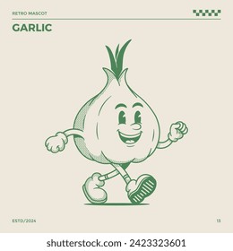 Garlic Retro Mascot, cartoon mascot