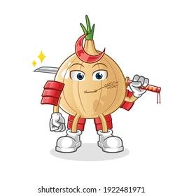 garlic samurai cartoon. cartoon mascot vector