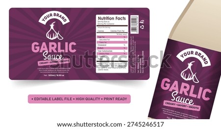 Garlic Sauce label design, Garlic sauce ingredients recipe, Product design, Bottle label sticker design, Homemade food label designm, Chilli garlic packaging