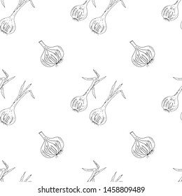 Garlic. Seamless pattern. Vector illustration.