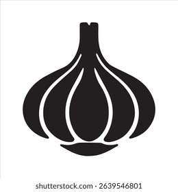 Garlic Silhouette Icon – Minimal Flat Garlic Bulb Vector	
