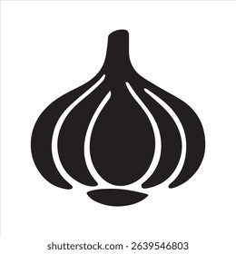 Garlic Silhouette Icon – Minimal Flat Garlic Bulb Vector	