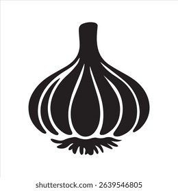 Garlic Silhouette Icon – Minimal Flat Garlic Bulb Vector	
