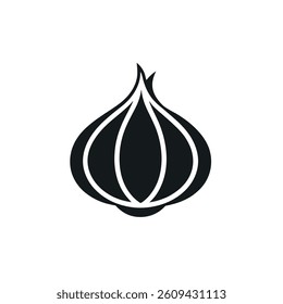 Garlic silhouette vector icon on white background