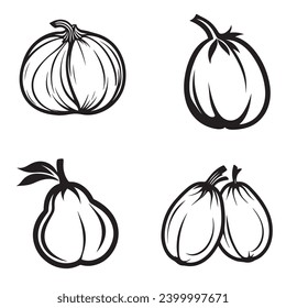 Garlic silhouettes and icons. Black flat color simple elegant white background Garlic animal vector and illustration.