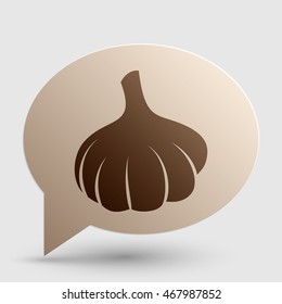 Garlic simple sign. Brown gradient icon on bubble with shadow.