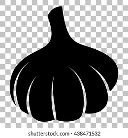 Garlic simple sign. Flat style black icon on transparent background.