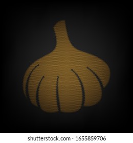 Garlic simple sign. Icon as grid of small orange light bulb in darkness. Illustration.