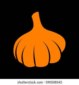 Garlic simple sign. Orange icon on black background.