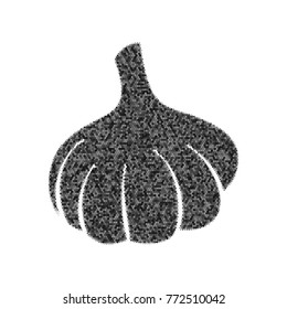 Garlic simple sign. Vector. Black icon from many ovelapping circles with random opacity on white background. Noisy. Isolated.