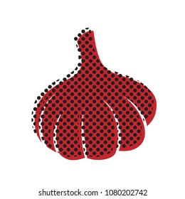 Garlic simple sign. Vector. Brown icon with shifted black circle pattern as duplicate at white background. Isolated.
