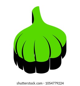 Garlic simple sign. Vector. Green 3d icon with black side on white background. Isolated.