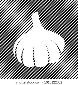 Garlic simple sign. Vector. Icon. Hole in moire background.