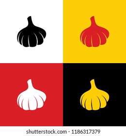 Garlic simple sign. Vector. Icons of german flag on corresponding colors as background.