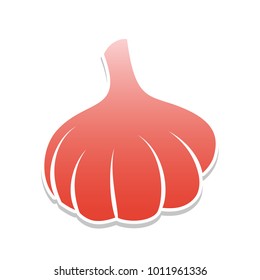 Garlic simple sign. Vector. Reddish icon with white and gray shadow on white background. Isolated.