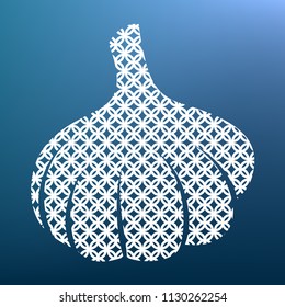 Garlic simple sign. Vector. White textured icon at lapis lazuli gradient background.