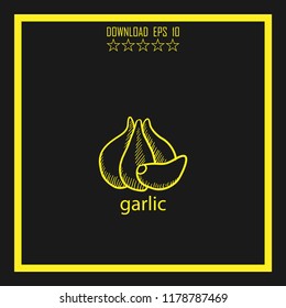 garlic sketch vector icon