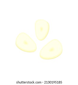 Garlic slice on white background. Garlic slice vector.