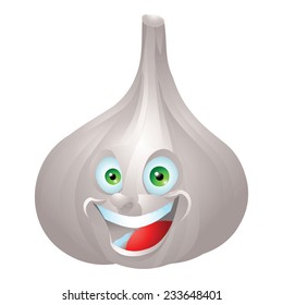 Garlic smiling face expression cartoon character