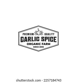 Garlic spice badge logo vector design vintage style