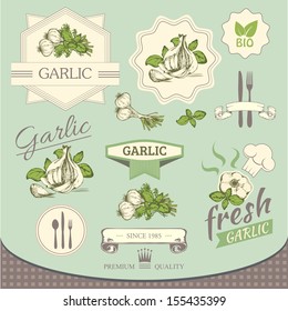 garlic spice, vegetables, background product, label packaging design 