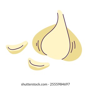 Garlic sticker isolated concept. Vector graphic design illustration