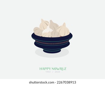 Garlic is a symbol of Ahura Mazda and a symbol of health and well-being. This material can be used to have a disease-free year on the Haft Sin table. happy nowruz. Iranian new year